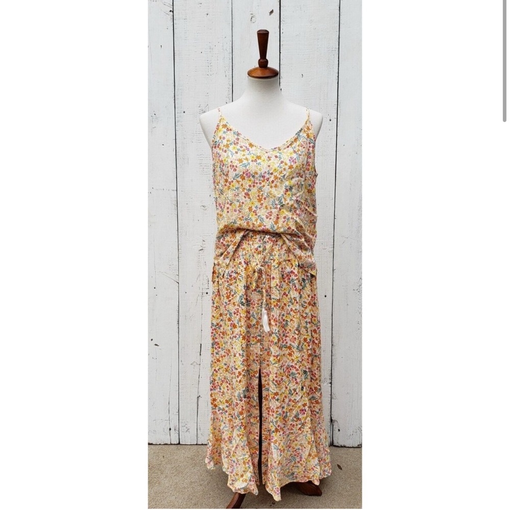 Cynthia Rowley Womens Floral 2-Piece Skirt Set Sz Lg Yellow Orange White